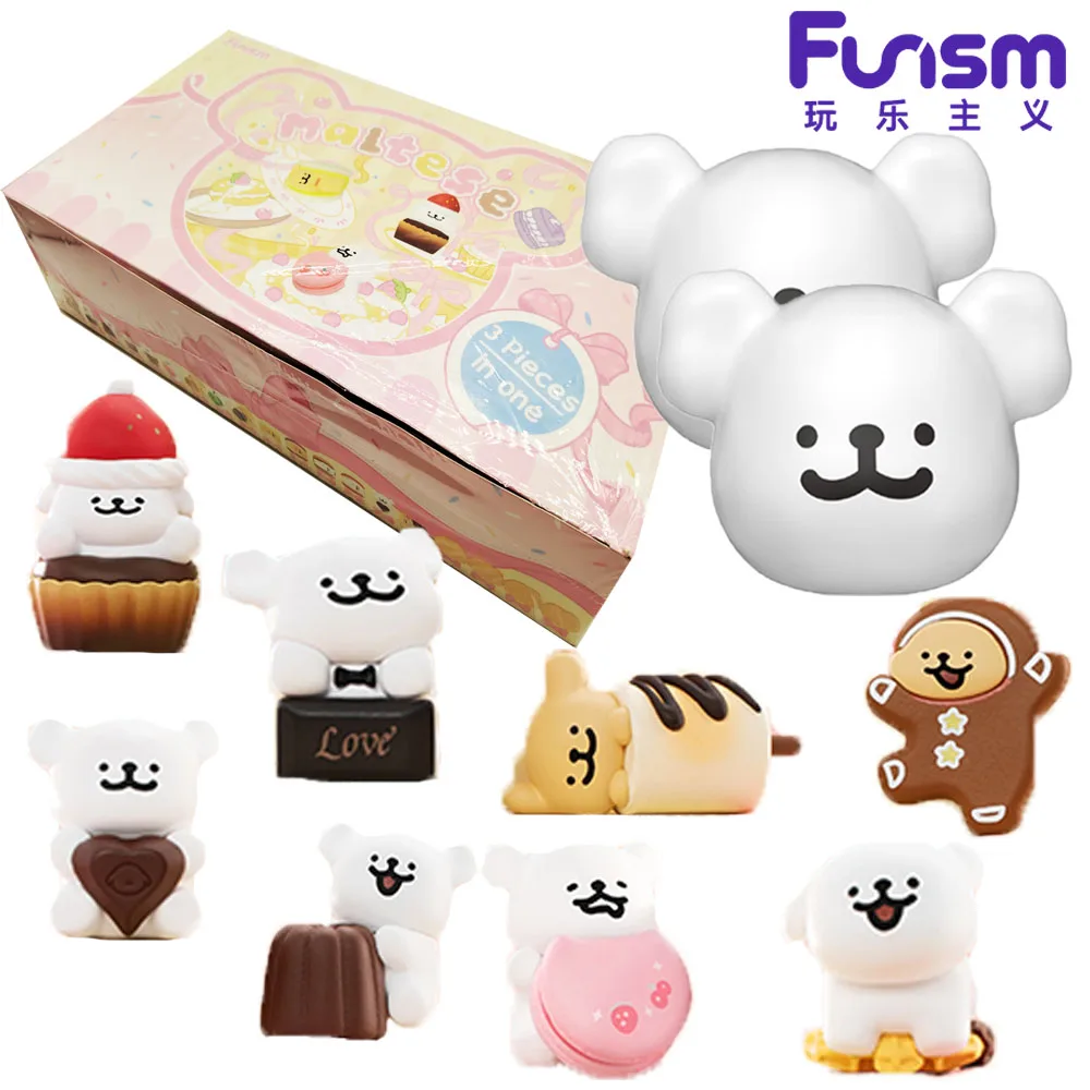 

Original Fuinsm Maltese Blind Box Dessert House Series Mini Dog Head Designed Creative Cartoon Toys Lovely Presents for Couples