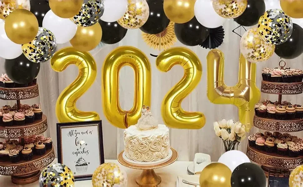 black gold balloons