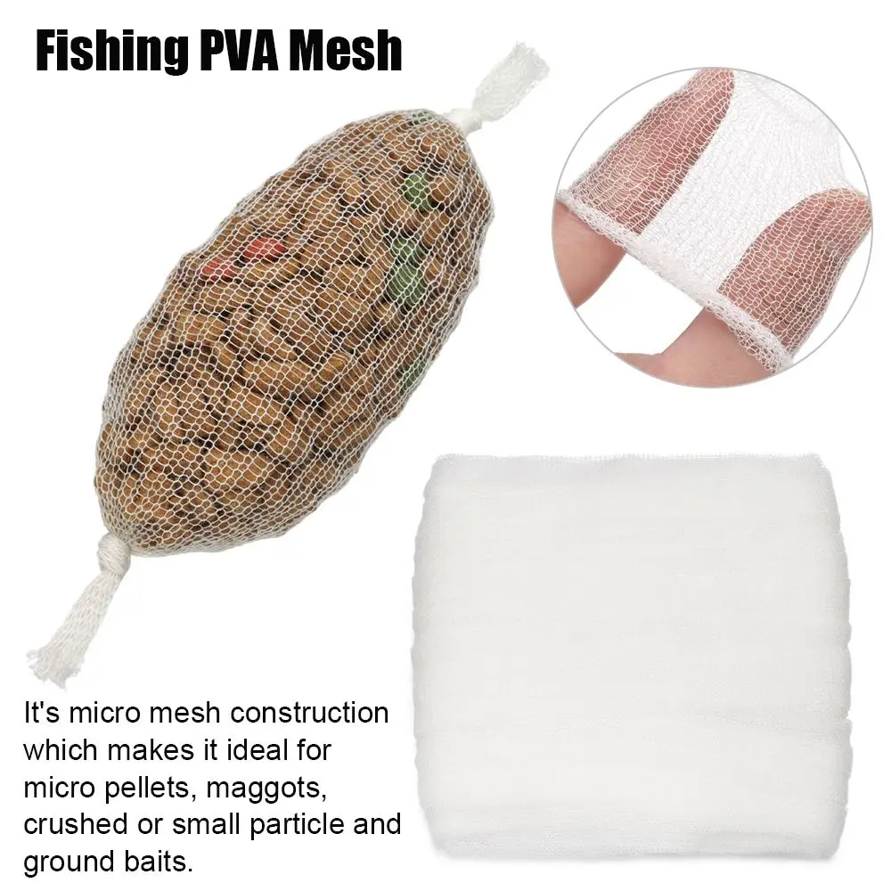 5M/20M Soluble PVA Mesh Refill Carp Fishing Feeder Fishing Lures Refill Rig Hook Bait Wrap Bags 25mm 37mm 44mm PVA Bag