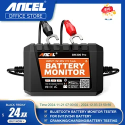 ANCEL-Testeur de moniteur de batterie Bluetooth BM300 Pro, analyseur de circuit, démarrage, outils de test de charge pour voiture, moto, 6V, 12V, 24V