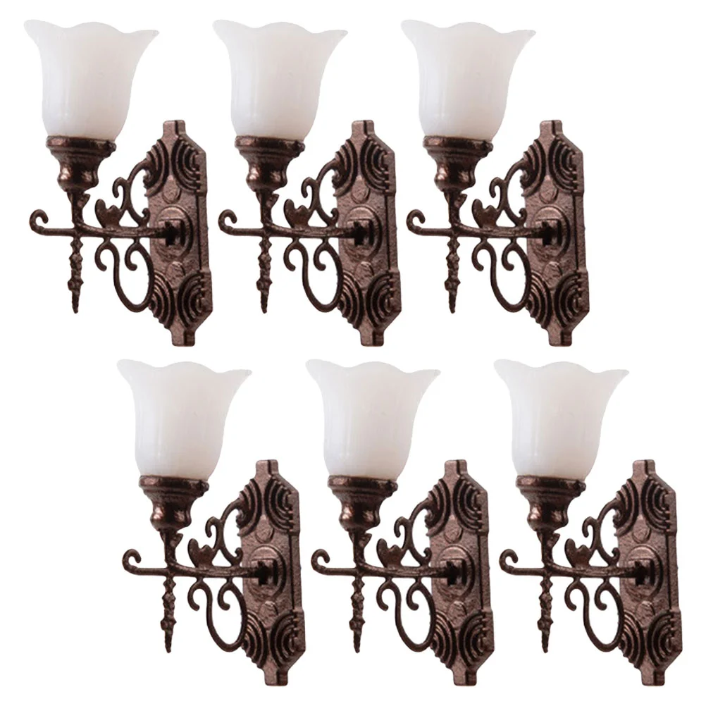 

6 Pcs Dollhouse Wall Light Miniature Lamp / Scale Model Landscape Decor Shine Lamps Village Abs Luminous