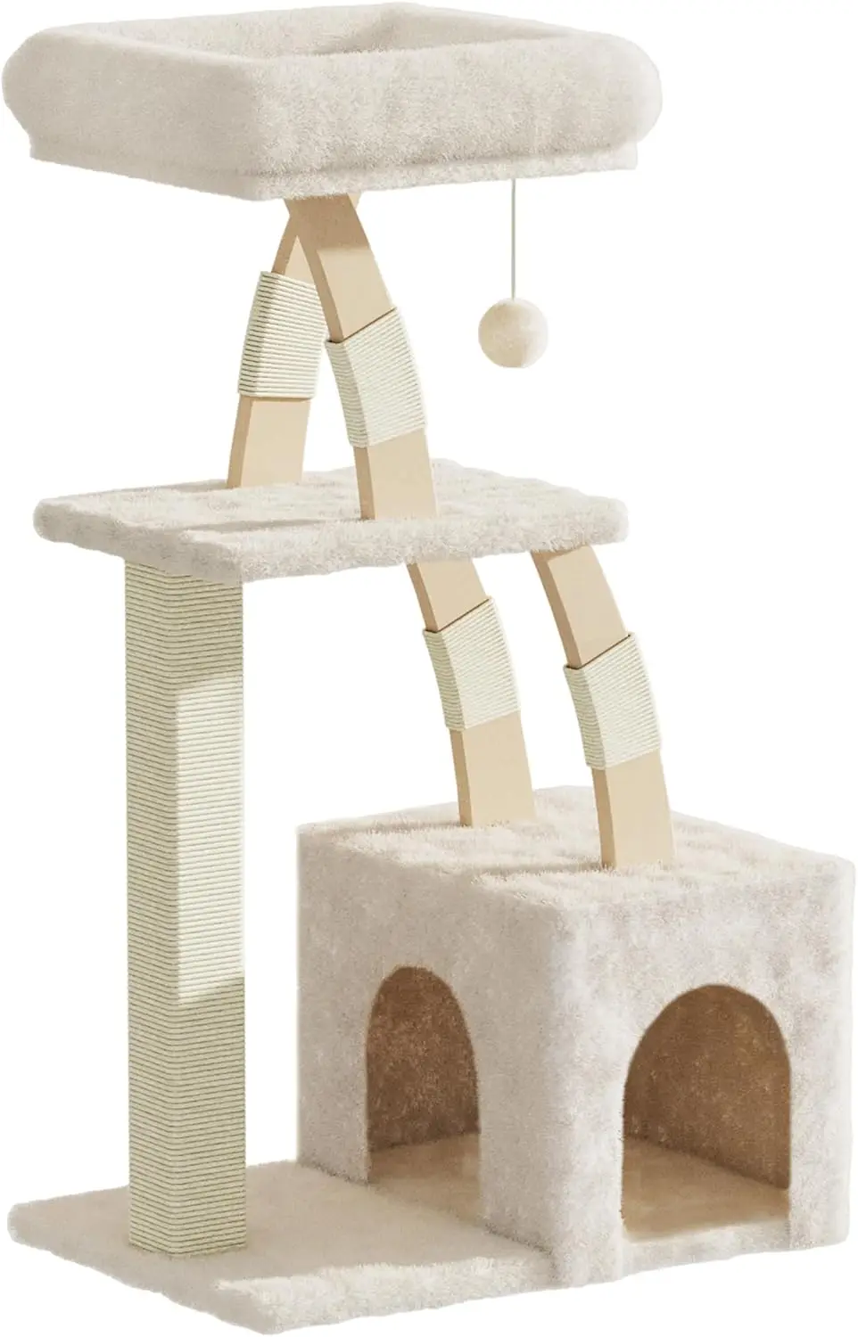 

Когтеточка-домик для кошек, 40 дюймов, многоуровневая игровая площадка с уютным домиком и столбиками для царапания, для крупных кошек