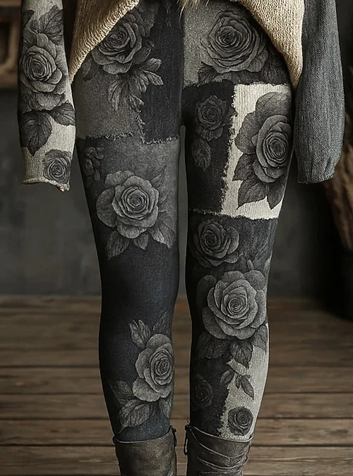 Leggings para mujer, mallas florales retro, medias ajustadas elásticas, pantalones de Yoga sexis a la moda, pantalones de entrenamiento geniales a la moda