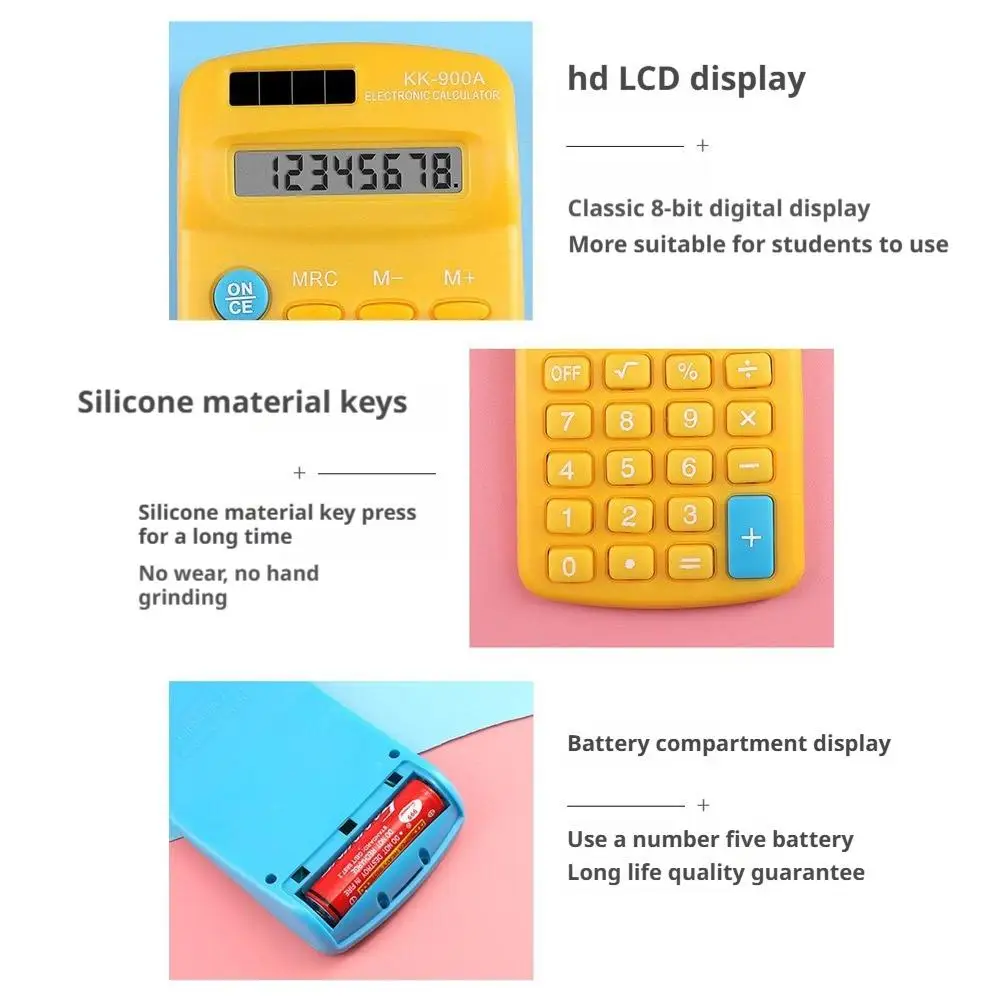 آلة حاسبة للطلاب مكونة من 8 أرقام وآلات حاسبة إلكترونية قياسية تعمل بالبطارية مع شاشة LCD كبيرة للمكتب والمنزل