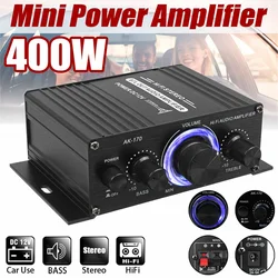 AK170/AK270 400W 12V Mini samochód domu wzmacniacze mocy głośnik Hifi Subwoofer Audio Amp klasa D dźwięk samochodu Amplificador bez Bluetooth