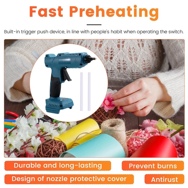 BAAG-اللاسلكي الكهربائية صمغ يسيح بالحرارة أداة قابلة للشحن مكافحة تحرق فوهة نحاسية لتقوم بها بنفسك مع عصي الغراء لبطارية 20 فولت