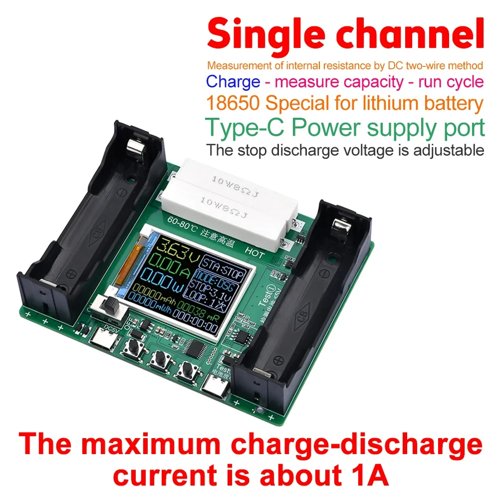 Modulo Tester di capacità della batteria al litio 4CH 18650 MAh MWh rilevatore di alimentazione della batteria digitale 18650 Tester della batteria