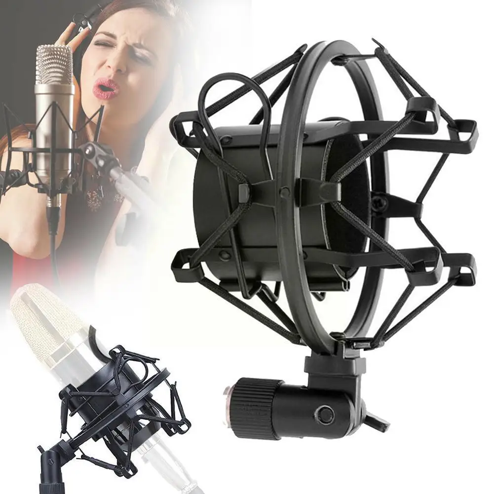 Microphone Shock Mount Locking Knob Reduce Noise Broadcast Clip Broadcast Shock Studio Microphone Spider Mount Holder Clip G9Y8