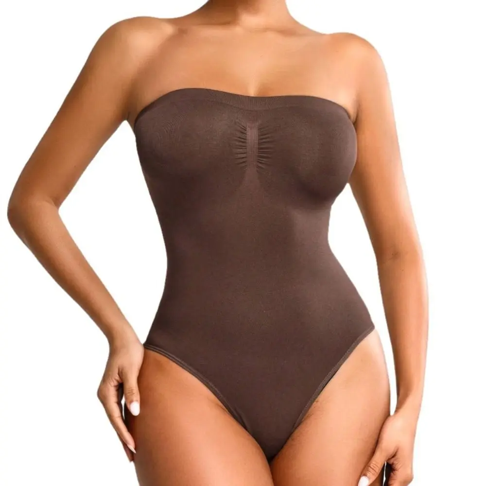 Fashion Strapless Women's Bodysuits Tummy Control Seamless Bodysuit Soft-touch No Chest Pads Tube Top