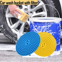 Car Wash Kit Bucket With Filter Grit Sand Isolation Net Car Cleaning Folding Water Bucket Anti Scratch Guard Filter Tool Set