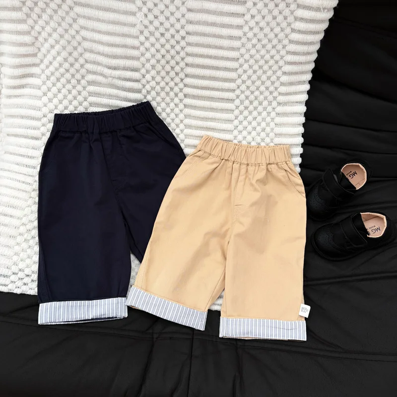 2026 Autumn New Children Loose Trousers Fashion Boys Striped Cuffed Casual Pants Baby Versatile Straight Leg Pants Kids Clothes