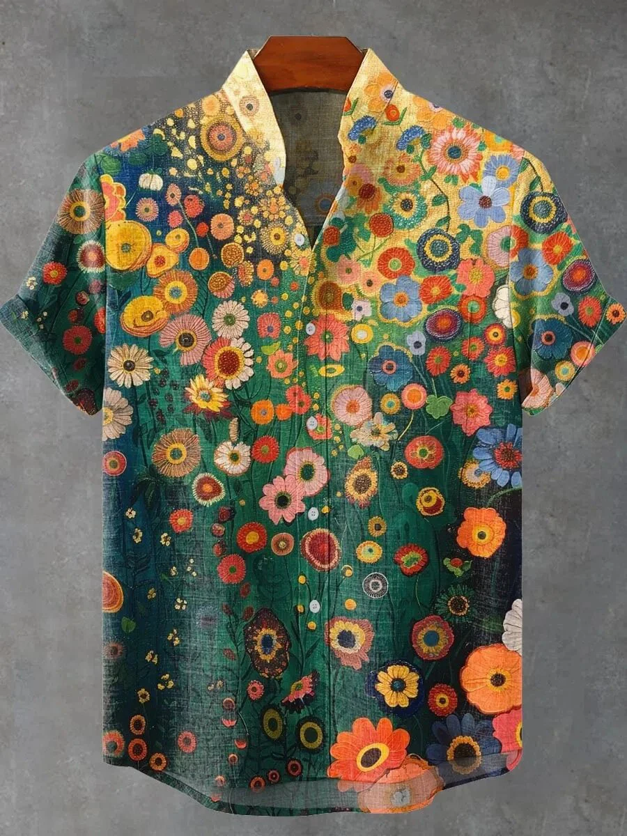 Новая мужская рубашка с 3D принтом тропических растений и кокосовой пальмы, льняная гавайская пляжная рубашка с лацканами и короткими рукавами, дышащий модный топ