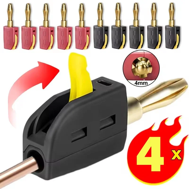 4mm No Solder Wire Connector High Current 32A Banana Plug Electrical Test Block Power Testing Instrument Plug Musical Speaker