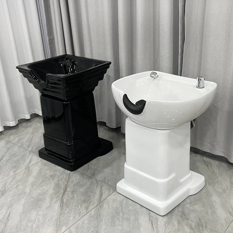 Ceramic quick-cut sitting pool Hair salon Rinse head basin Shampoo Vertical shampoo bed Flush basin Barber shop No
