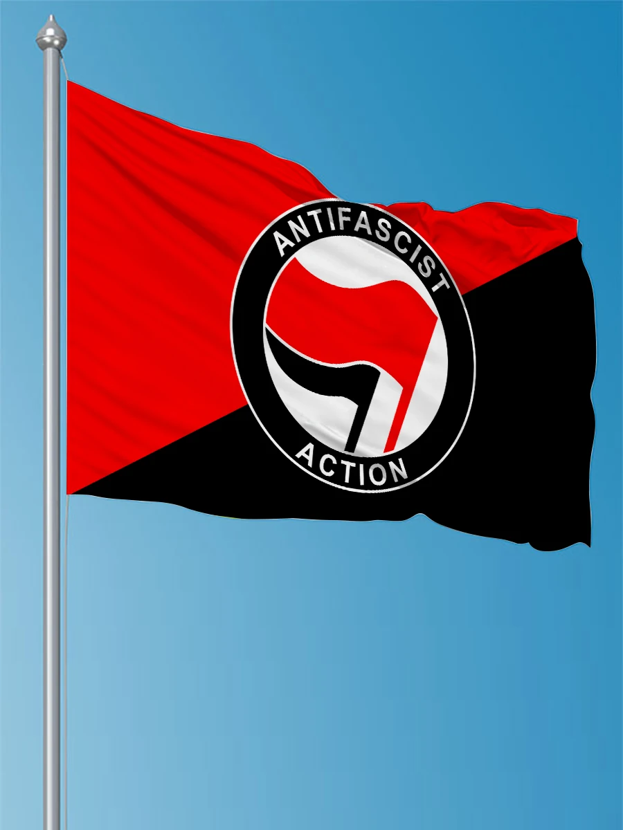 60X90CM 90X150CM Banner de bandera de acción antifascista para decoración interior y exterior, decoración del hogar, decoración al aire libre