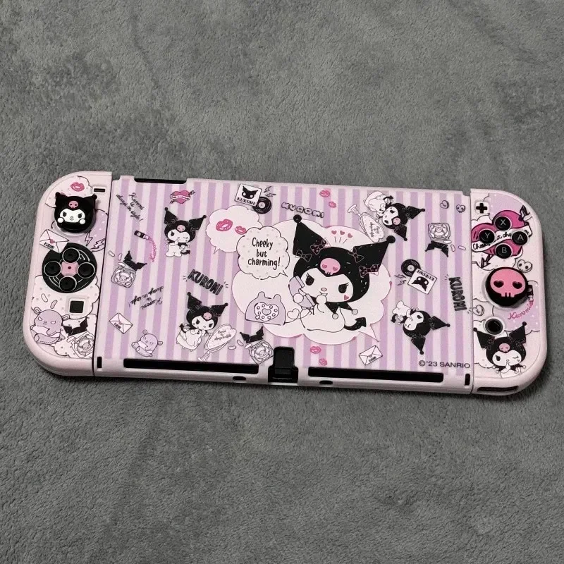 Sanrio Switch Oled Protective Case All Inclusive Anti Fall Cute Cartoon Ins Kuromi Melody Controller Set Game Console Accessorie