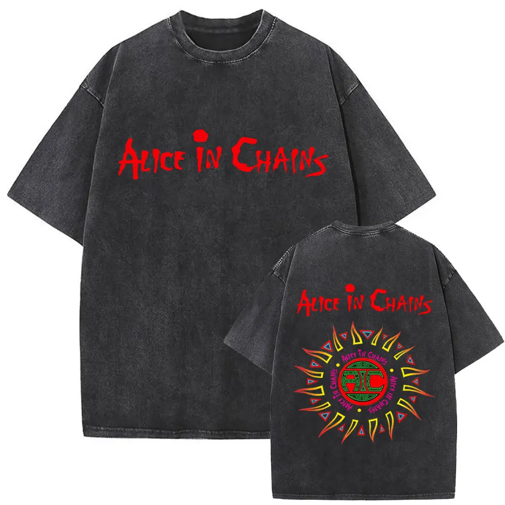 

Washed Vintage Rock Band Alice in Chains Graphic T Shirt Men Women Retro Gothic Punk T-shirts Men's Classic Oversized Streetwear