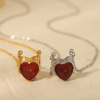 Movie Scarlet Witch Necklace Jewelry Cute Rhinestone Love Heart Helmet Pendant Choker Necklaces Fashion Geek Accessories Gift