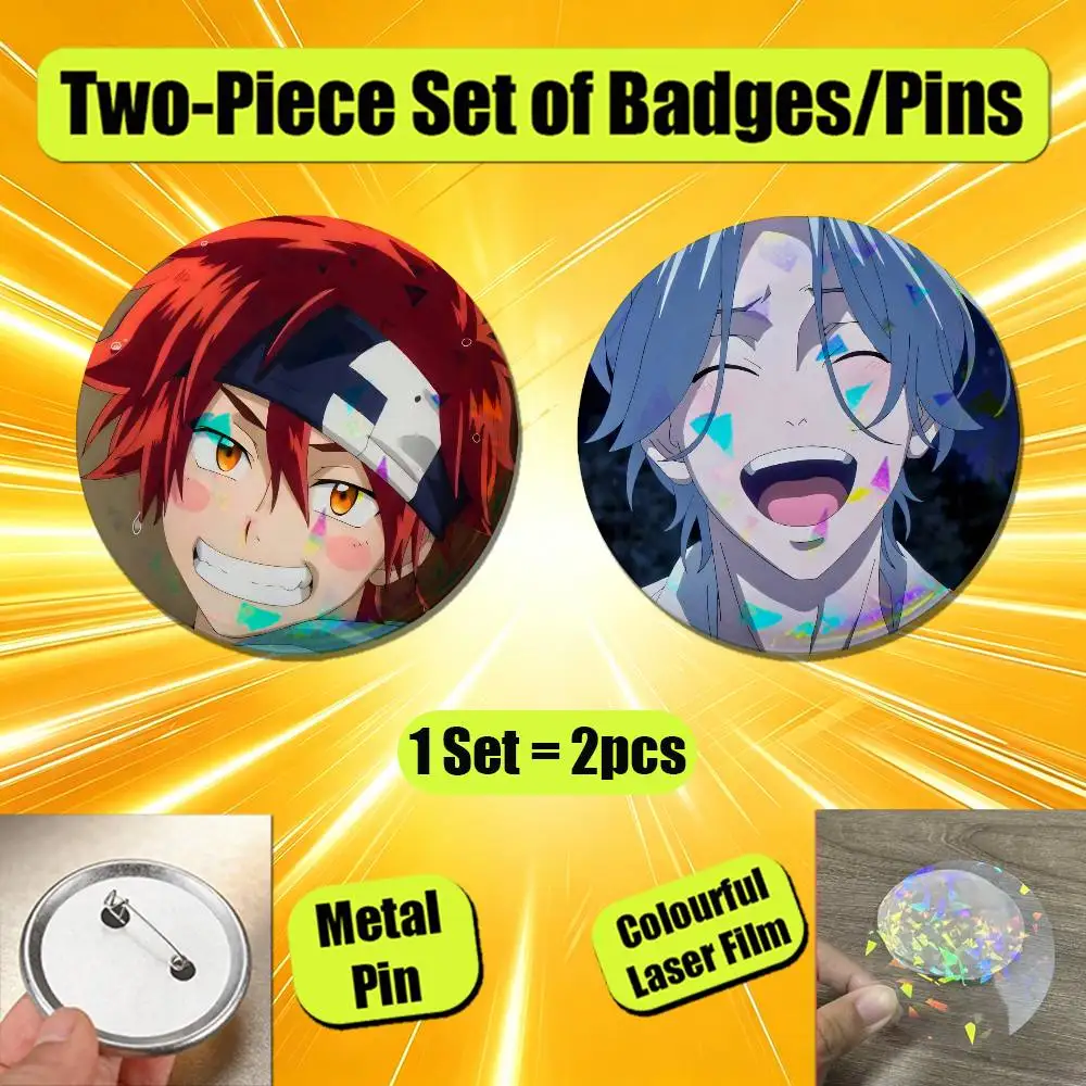 For SK8 The Infinity Reki Langa Snow Enamel Pin Badge Set 2PCS Round Metal Button Brooch Backpack Ita Bag Pins Custom