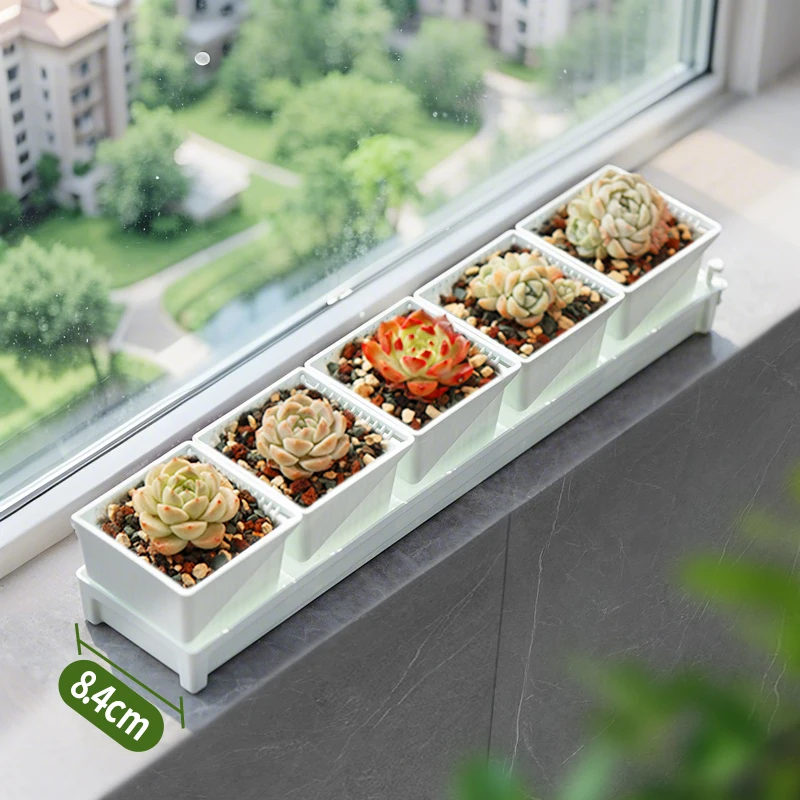 Macetas suculentas cuadradas Meshpot con bandeja de drenaje, macetas de estilo nórdico para cactus, litros, plantas, jardín doméstico