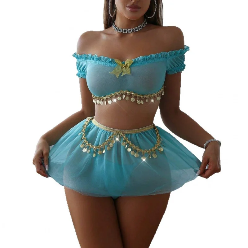 Biquíni de um ombro Pure Desire Conjunto de lingerie sexy de duas peças com malha de lantejoulas