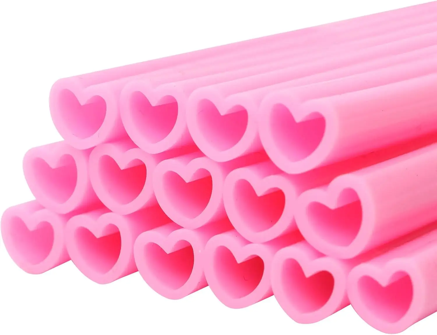

24 Pcs Pink Heart Silicone Reusable Straws with Cleaner Brush for Valentine Wedding Birthday Party Drinks