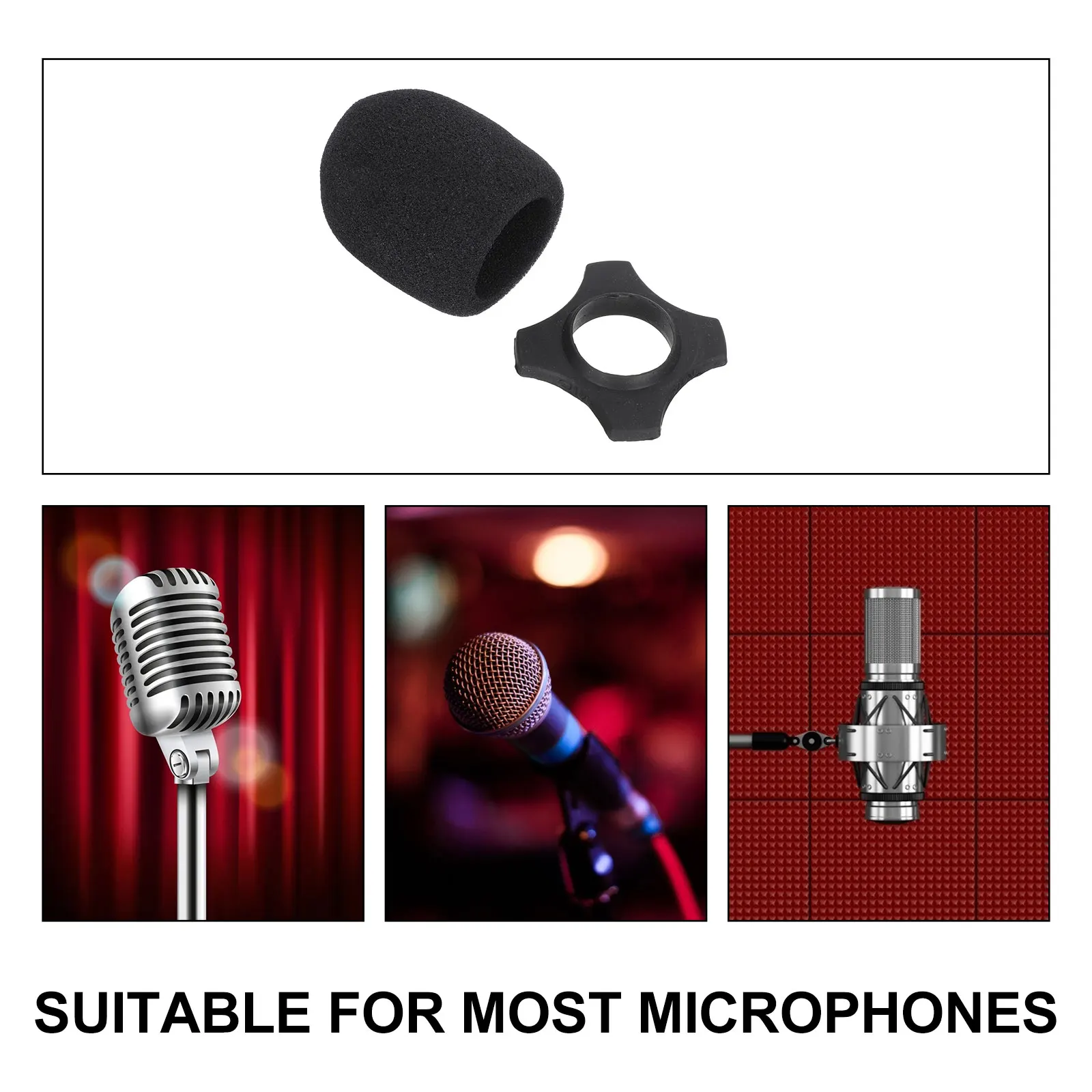 

Microphone Holder for Stand Sponge Cover Covers Microphones Dust Bracket Foam Black Clip