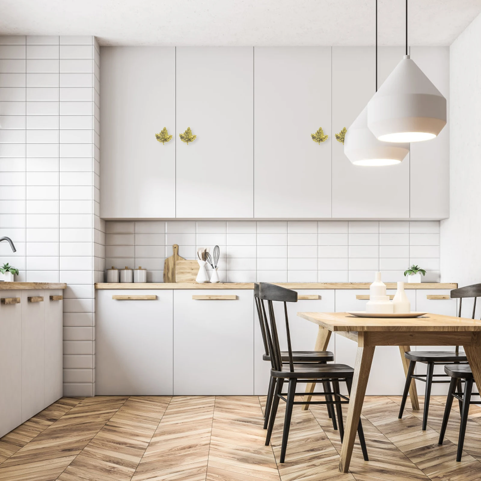 

4pcs Single Hole Pulls Zinc Alloy Cabinet Handles For Kitchen Drawer Dresser Doors Maple Leaf Design Smooth Durable Hardware