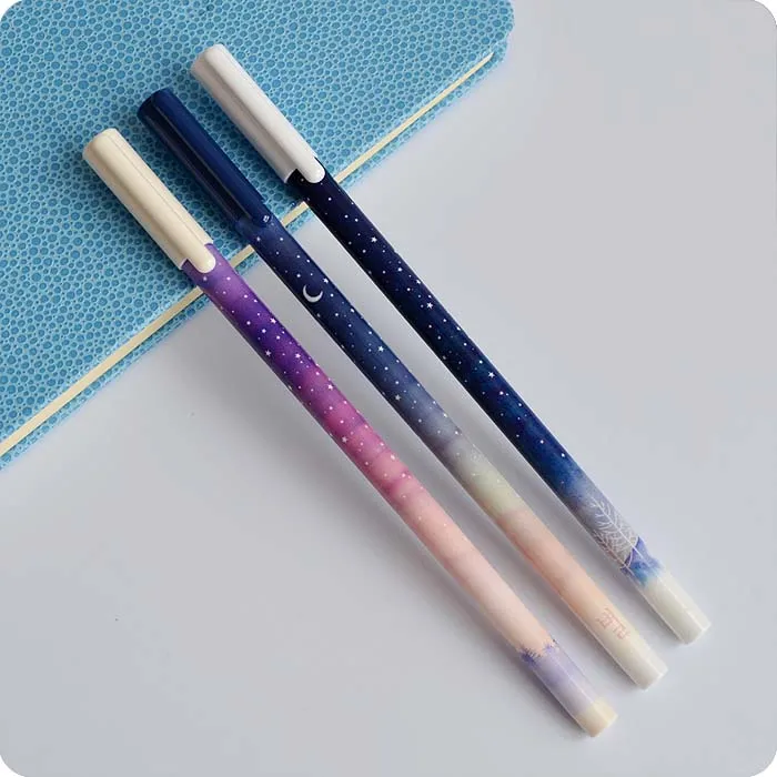 3 pcs/lot 0.35 mm Good Night Starry Sky Gel Pen Ink Marker Pen School Office Supply Escolar Papelaria Office Signature Pen