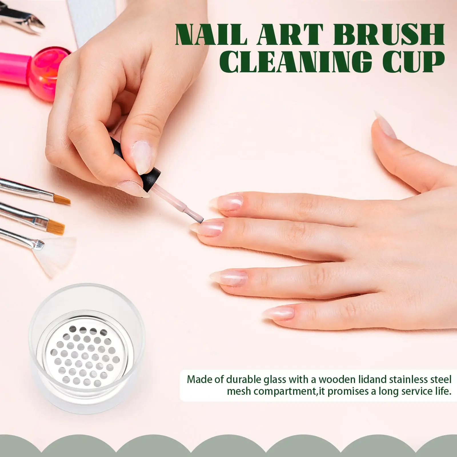Nail Art Brushes Washing Cup Nail Brush Cleaner Dappen Dish with Lid 3.8*5cm Nail Glitter Acrylic Liquid Powder Removal Cup image 6