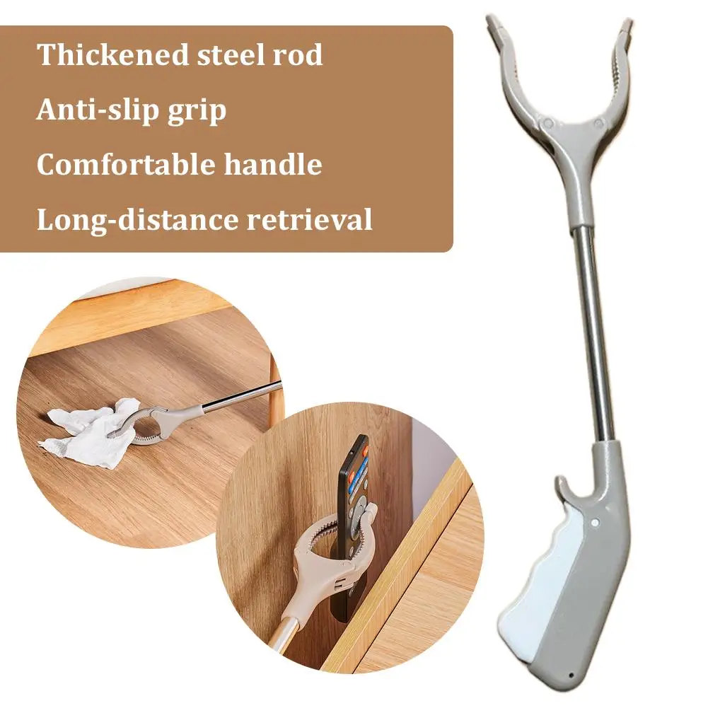 Stainless Steel Trash Picker Clips, Thickened Steel Rod, Non-Slip Gripping, Rubbish Grabber Cleaning Tool For Outdoor & Home Use