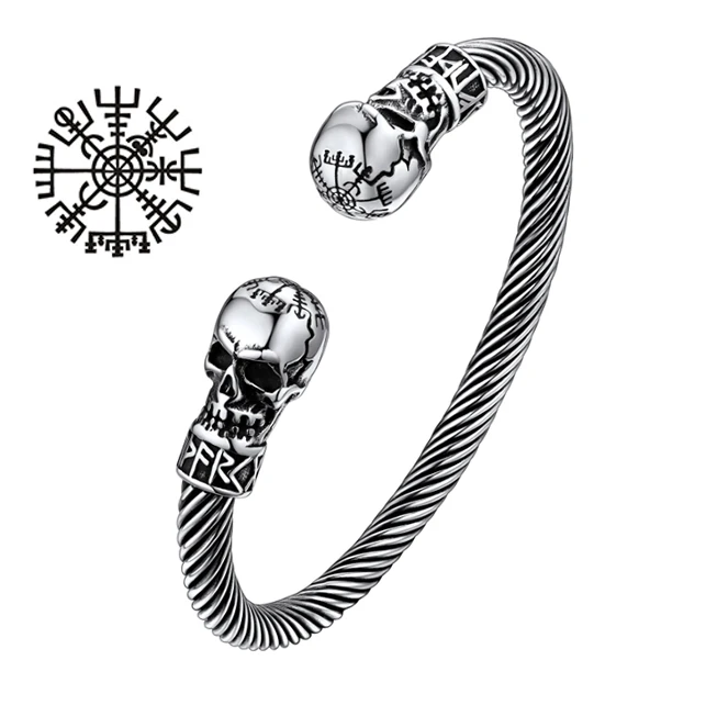 U7 Stainless Steel Twisted Cable Open Bangle Cuff for Men
