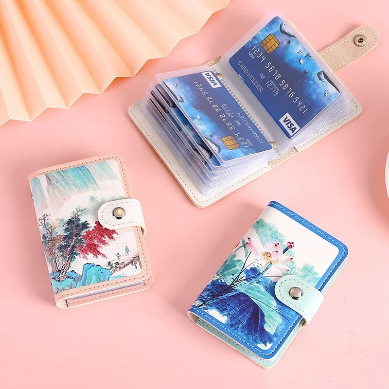 Anti Thief ID Cards Holders Scenery Cute Business Shield Card Holder Organizer Coin Pouch Wallets Bag Bank Credit Bus Card Cover