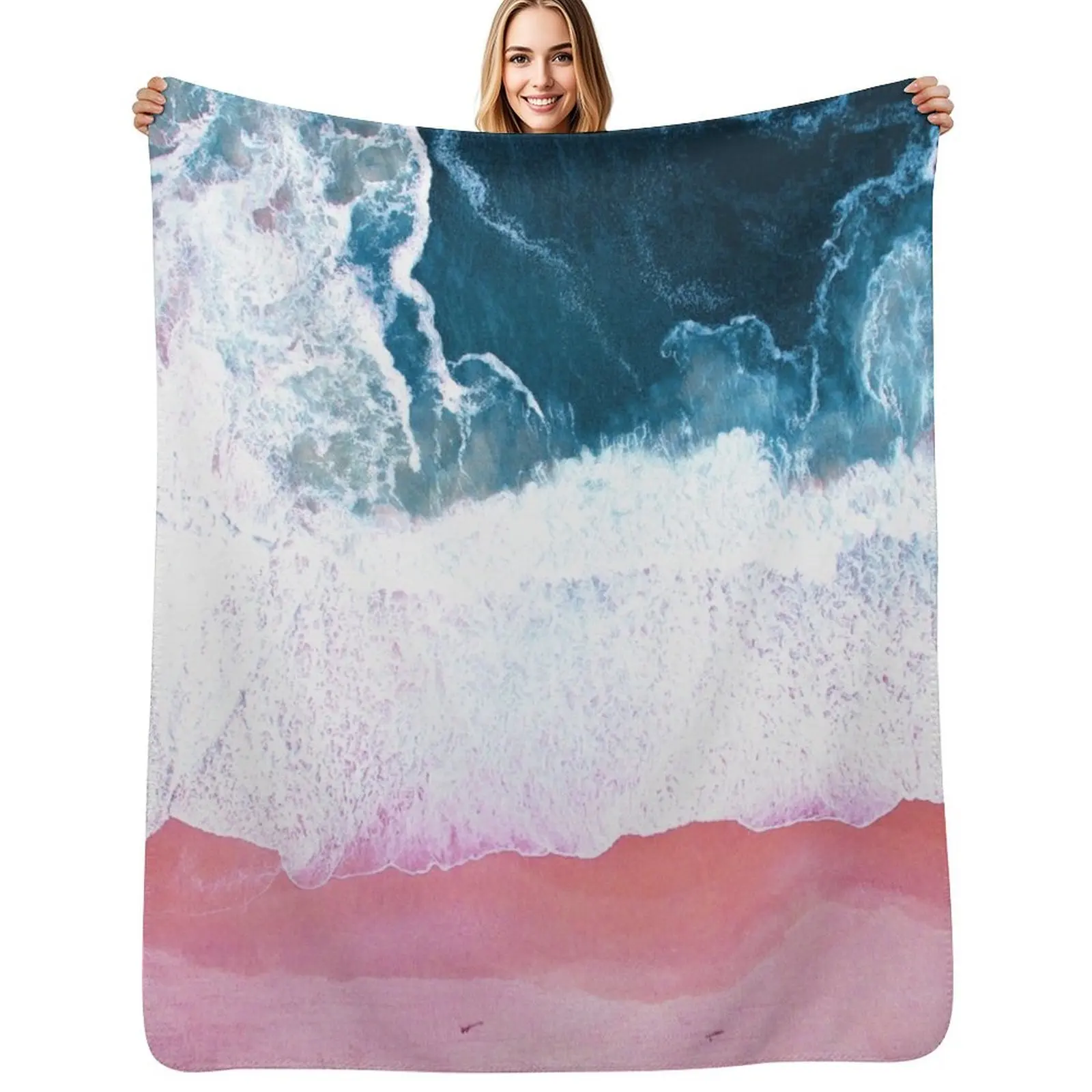 

Aerial Beach, Ocean Waves Throw Blanket Cozy Throw Blanket for Bed Sofa Chair