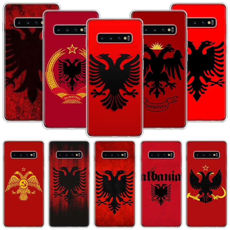 Albania Flag Eagle Phone Case For Samsung Galaxy S24 S23 S22 S21 S20 Ultra S20 FE S10 Plus S9 S8 + Fundas Cover Coque