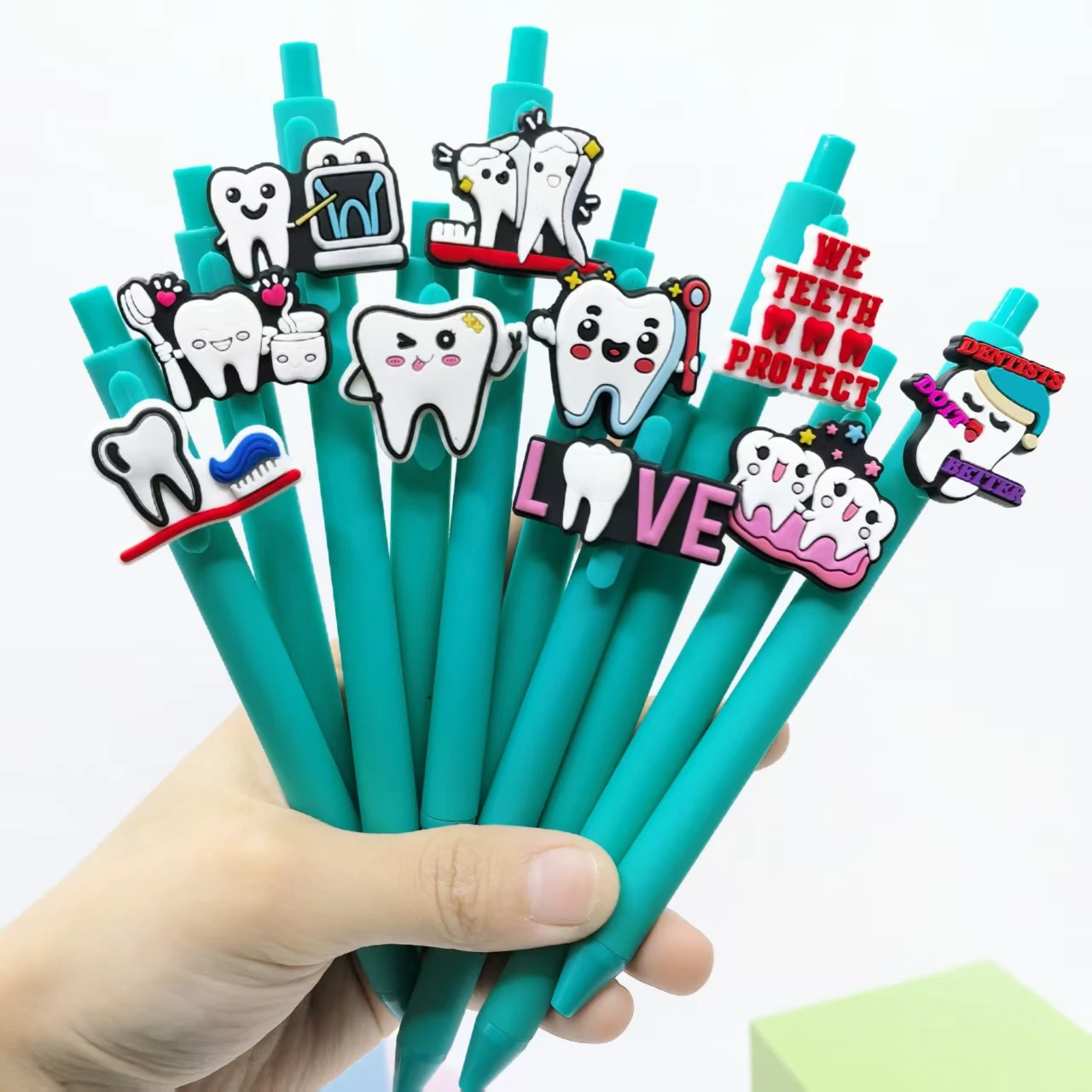 10PCS creative tooth modeling ballpoint pen, World Love Teeth Day promotional pen, love teeth gift pen, random styles