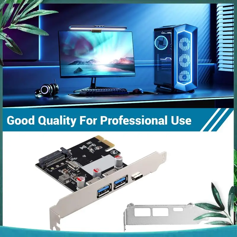 (NEW) Expansion Card Desktop Graphics Card PCI-E1x To USB3.1 Type-C Card USB3.0 A Adapter Card Forward And Reverse Insertion