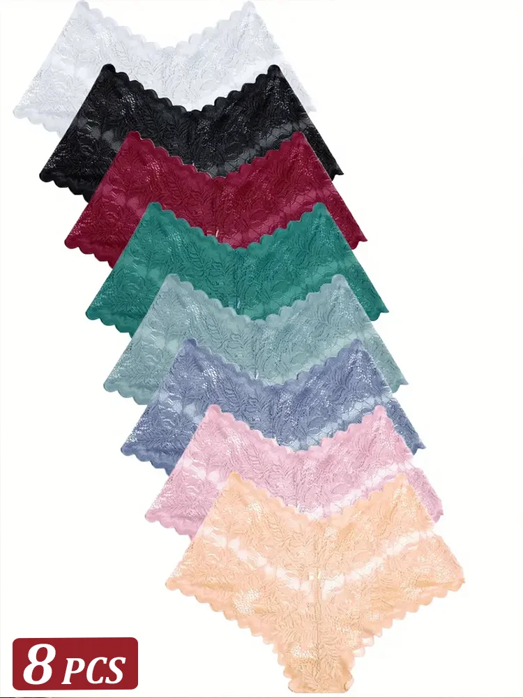 

Новинка, 8 шт., женские сексуальные бесшовные кружевные боксеры, дышащее женское нижнее белье с низкой талией, мягкое однотонное нижнее белье, высокоэластичное нижнее белье