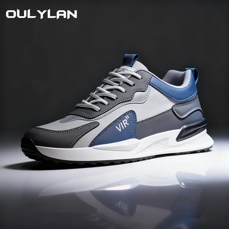 

Latest Men Sports Shoes Shock Absorption Wear Resistant Thick Platform Walking Shoes Color Block Glitter Design For Young Adults