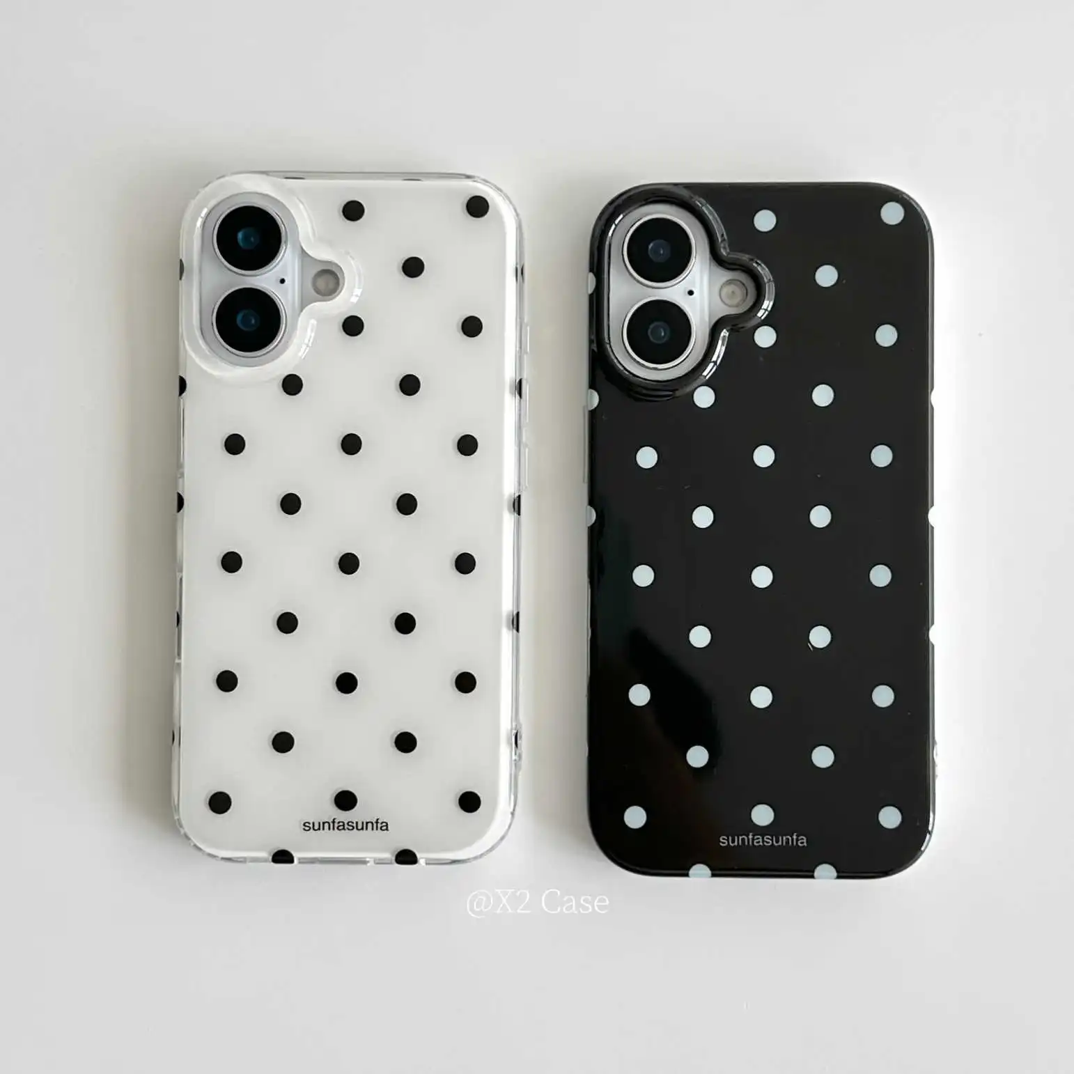 Korean Popular Black White Dot Couple Phone Case for iPhone 