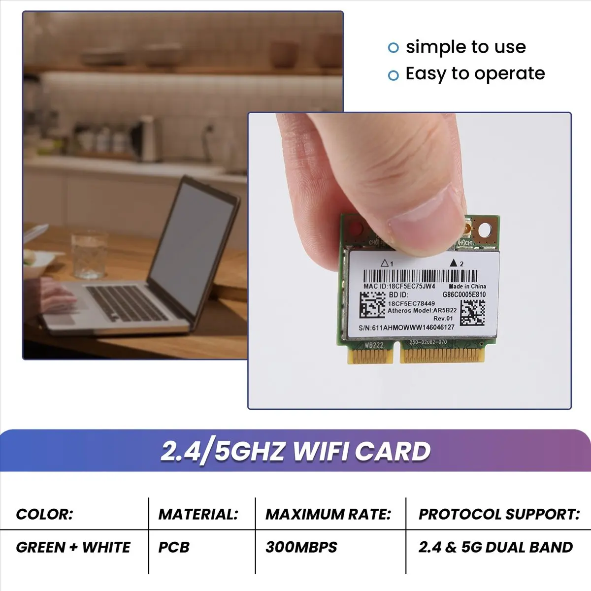 Cmpt And Acce Store Offer PC Accessories AR5B22 2.4/5GHz Dual Band Wifi Card 802.11Ac for Lenovo Y400 Y500
