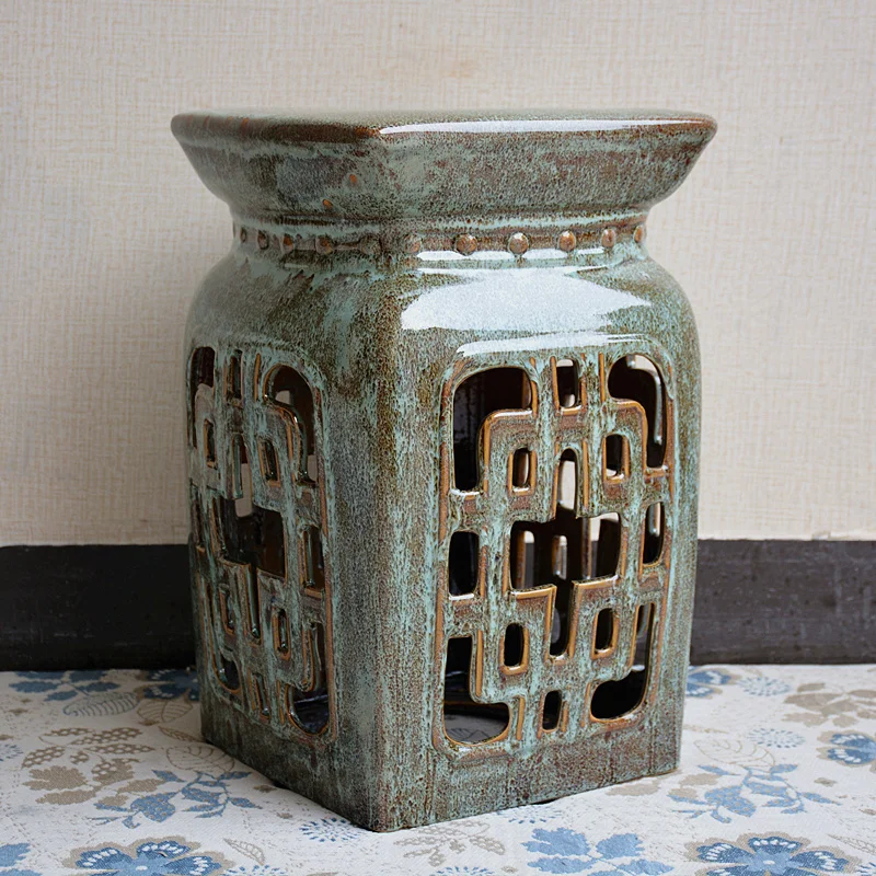 

Retro square Chinese style ceramic drum chair ceramic drum stool sample room home decoration ornament shoe changing stool