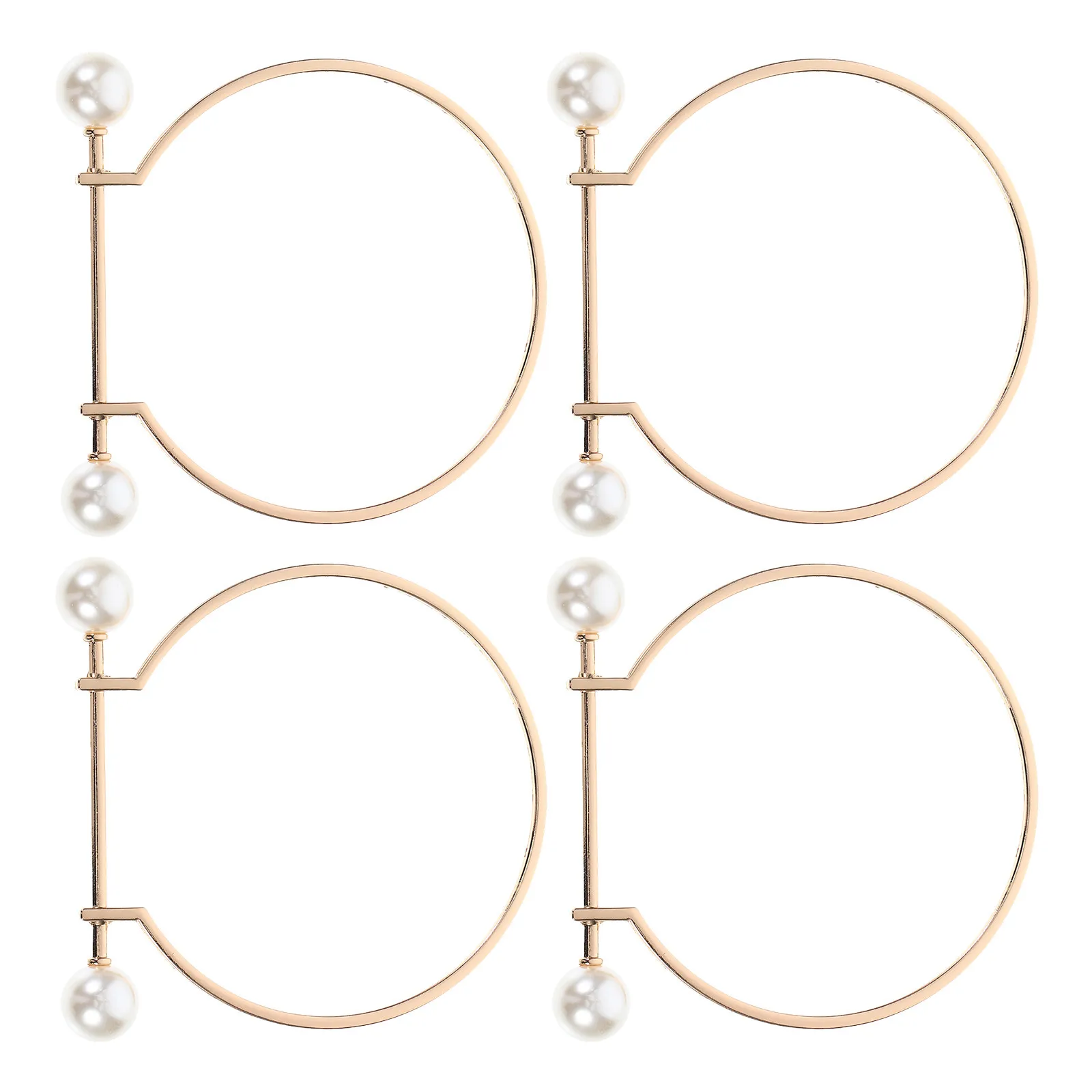 4Pcs Zinc Alloy Gold Metal D-Shaped Bag Handles Pearl Beaded Decorative Handles for DIY Purse Making Handbag Repair