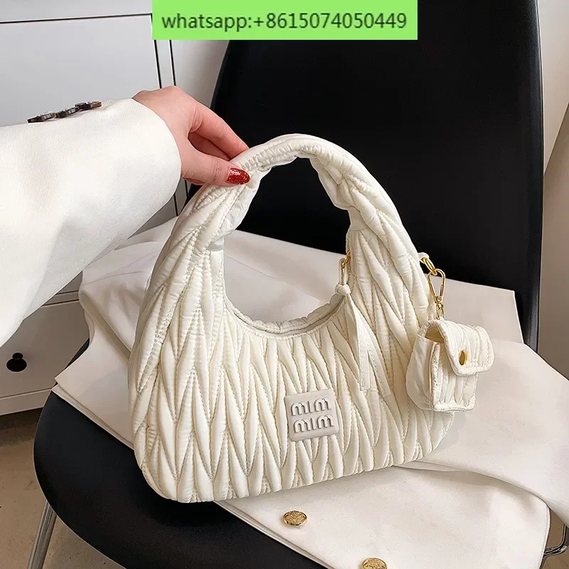 

Trendy texture pleated underarm bag retro handbag ins minimalist and fashionable handbag for women