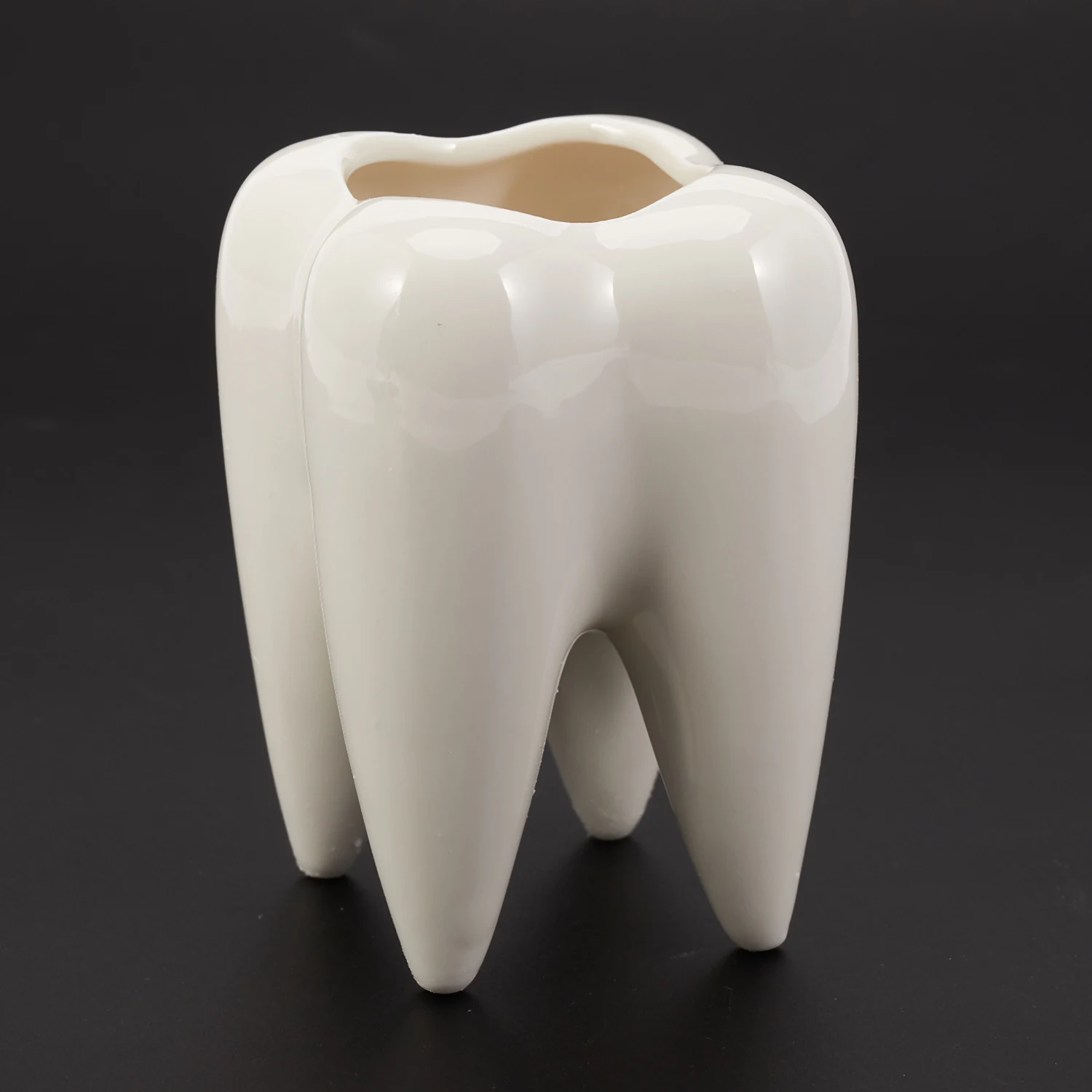 Tooth Shape White Ceramic Flower Pot Modern Design Planter Teeth Model Mini Desktop Pot Creative Gift(without plants)