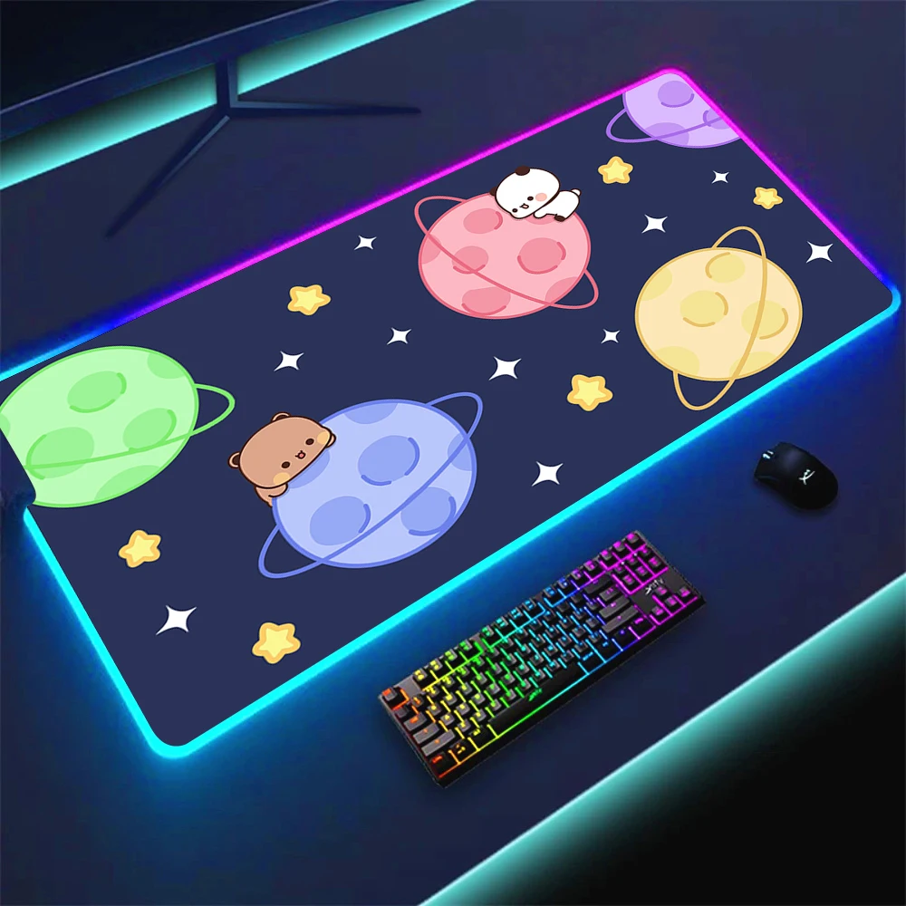 RGB Mouse Pads Cute Bear Big Table Mats Computer Mousepad Company Desk Pad 100x50cm Large Gamer Mausepads Office Mouse Mat XXL