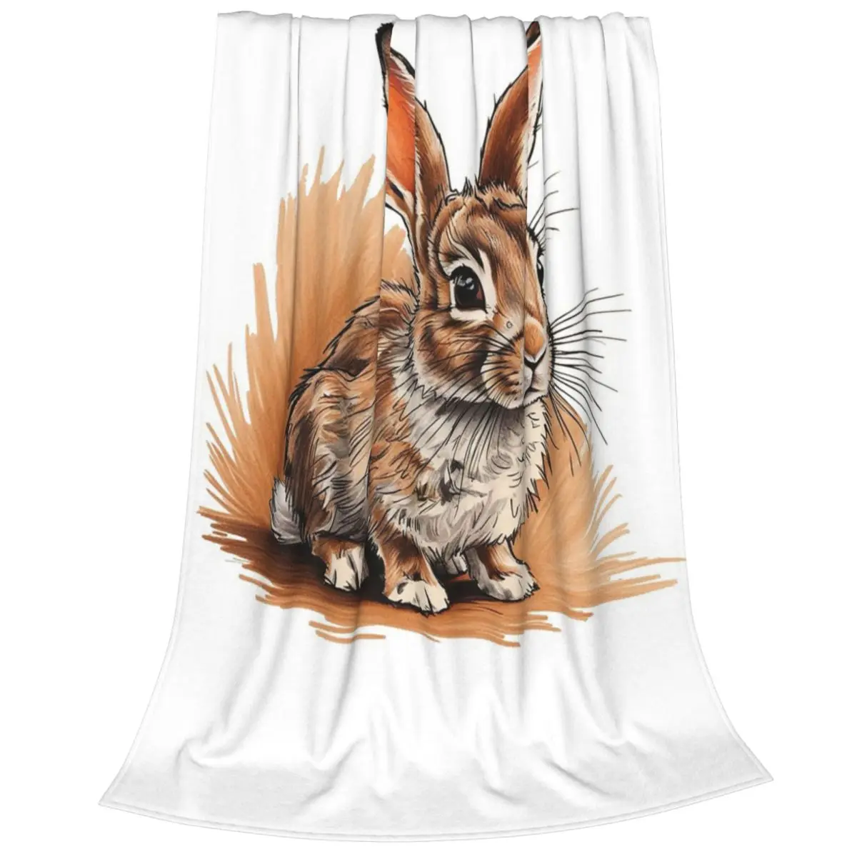 A Rabbit Is Sitting On The Ground With Its Ears Up Blankets Flannel Sofa Throw Blankets For Home Bedroom Throws Bedspread Quilt