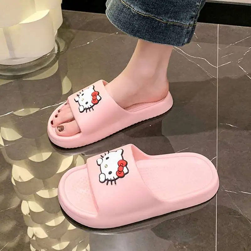 New Cute Hello Kitty EVA Slippers Shoes For Women In Summer, Suitable For Home Use Bathroom Anti-slip Slippers