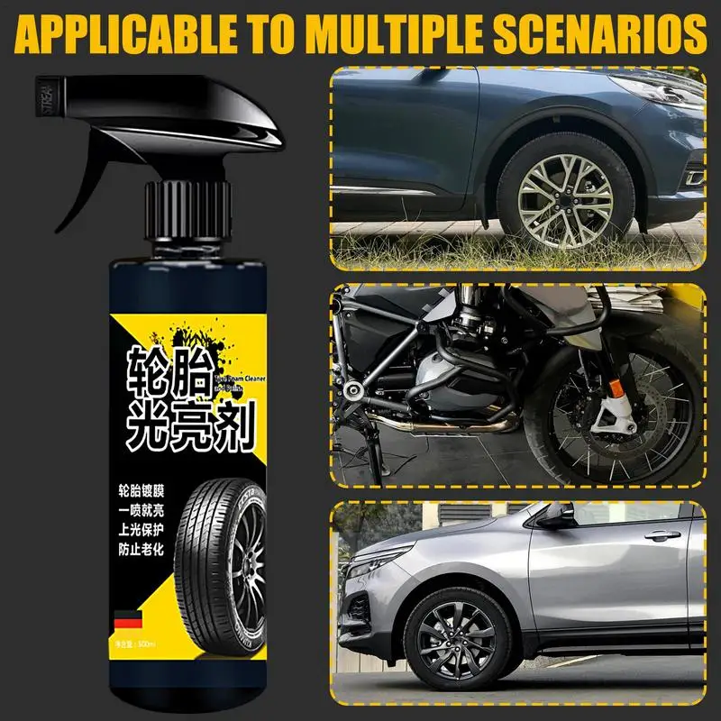 500ml Car Tire Shine Coating Tyre Gloss Plastic Rubber Wheel Restorer Agent Spray Polishing Brightener Auto Car Detailing