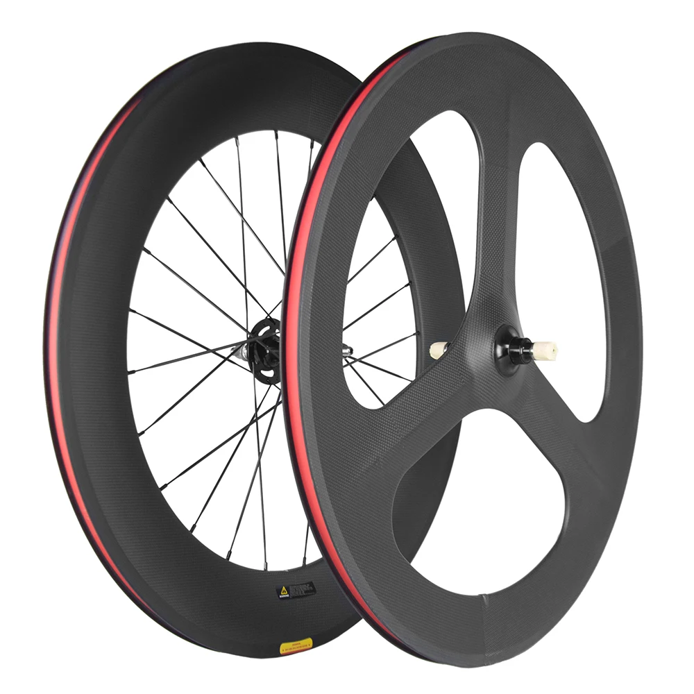 

In Stock Carbon Wheelset Clincher Tire 700C Carbon Wheelset Tri Spoke Disc Brake Bicycle Wheelset for Sale